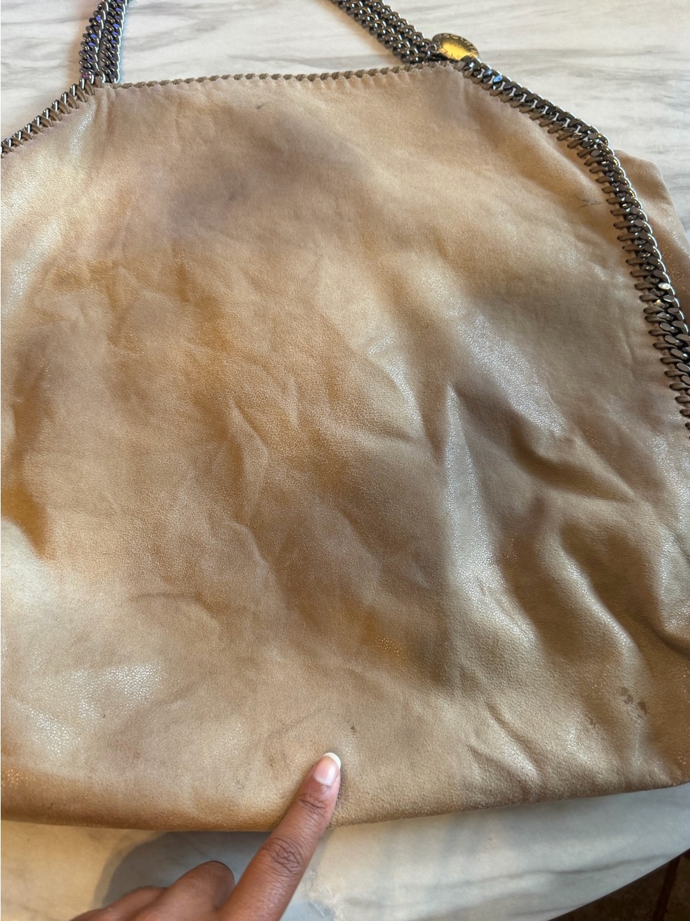 Stella McCartney Large Falabella Ombre Beige Faux Leather Bag w Chain Link *READ - Picture 7 of 11
